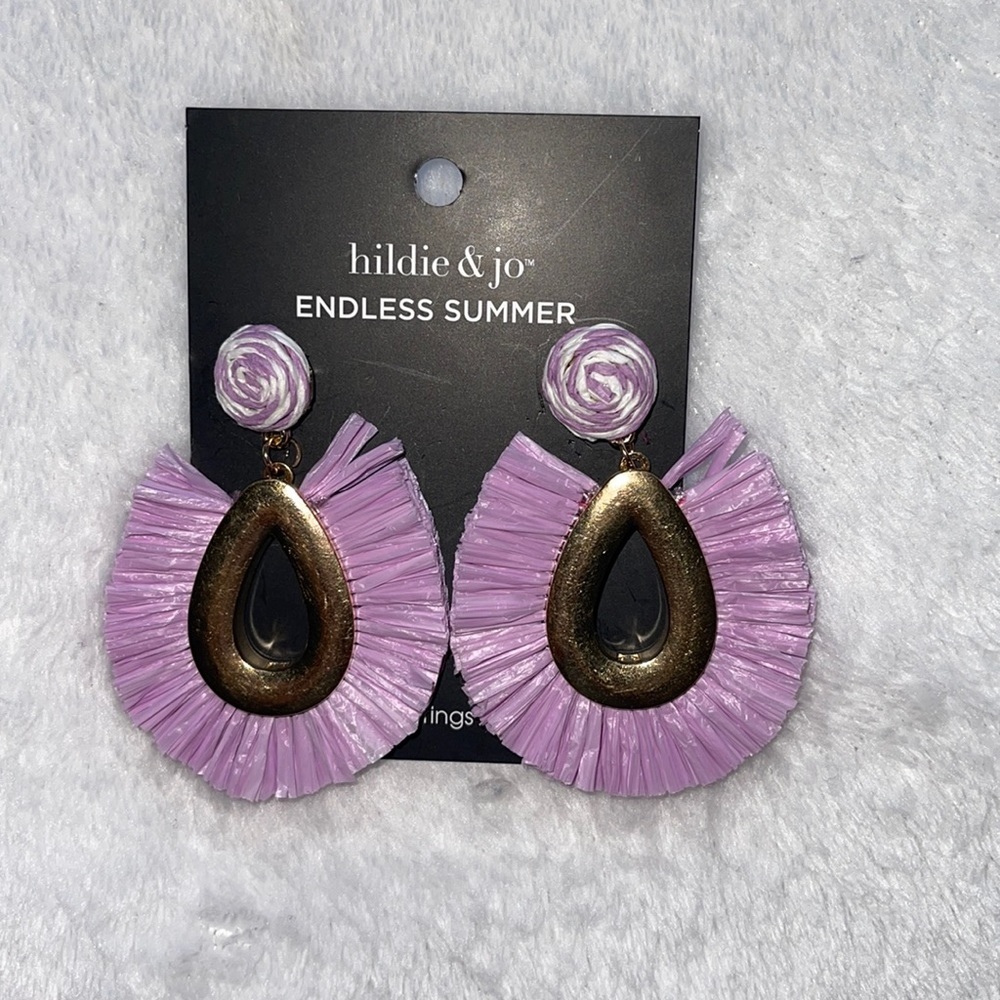 lavender and gold tone earrings